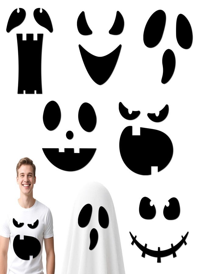Ahuimeius 6 Pack Halloween Ghost Eyes for Crafts Decor Kit - Large Spooky Ghost Face Decals Stickers Adhesive Felt for Indoor Halloween Decorations, DIY Cute Spooky Face Costume Decor - Image 1